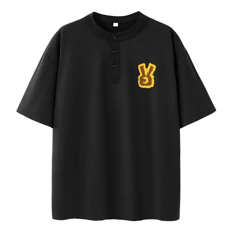 Henley Shirt Men Plus Size T-shirt 6XL 7XL 110-175kg Henley Neck Short Sleeve Polo Shirt Loose Oversized Big Size Men Clothing