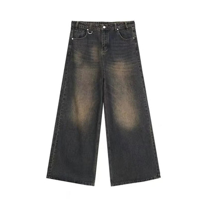 Summer Men Baggy Jeans Unisex Vintage American Style Straight Wide Leg Denim Pants Fashion Brand Hot Sale Casual Trousers