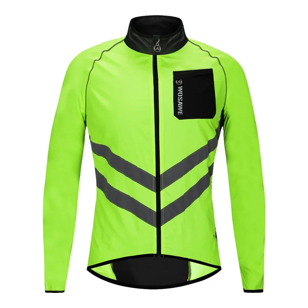 Men’s Cycling Windbreaker Jacket Waterproof Windproof Reflective Bike Coat Lightweight Outdoor Sports Apparel Portable