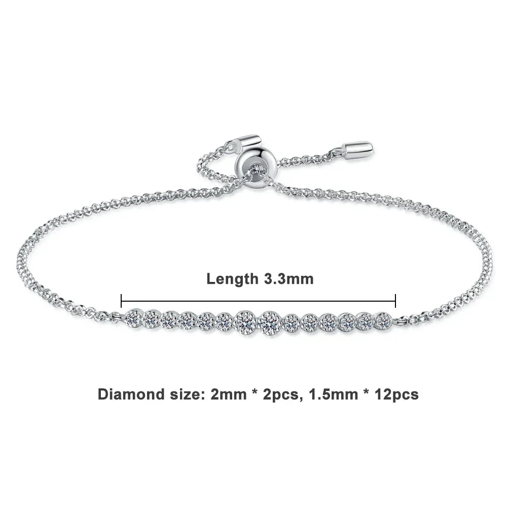 D VVS1 All Moissanite Bracelets for Women 0.24ct Round Lab Diamond GRA S925 Sterling Silver Plated 18k Dainty Bracelet