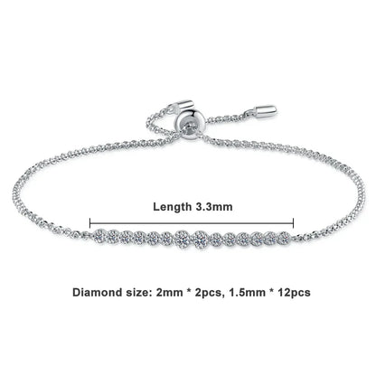 D VVS1 All Moissanite Bracelets for Women 0.24ct Round Lab Diamond GRA S925 Sterling Silver Plated 18k Dainty Bracelet