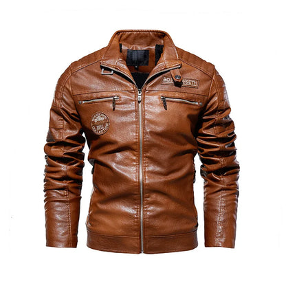 New Men's Winter Men High Quality Fashion Fleece Lining Coat Leather Jacket Motorcycle Style Casual Jackets Black Warm Overcoat