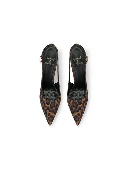 Summer new leopard print pointed French high-end fashion, not tiring foot matching skirt, slim heels, high heels for women