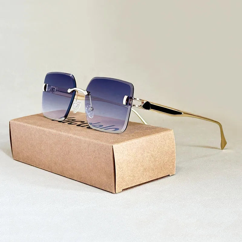 2025 Rimless Sunglasses Women Trendy Vintage Square Fashion Glasses Sunscreen Lentes De Sol Mujer Lunette Soleil Femme Zonnebril