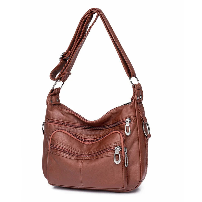 Women Bag 2023 New Fashion Middle-aged Handbag Multi-pocket Practical Messenger Vintage Shoulder Bag Hobos Trend Crossbody Pack