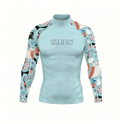 Quick Dry Long Sleeve Rash Guard for Men with High Collar – Sun Protection Beach Swim Tee