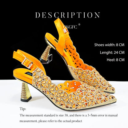 Fashion Design Heart Shape Three-Dimensional Hard Bag and Sexy Stiletto Shoes Shiny Rhinestones