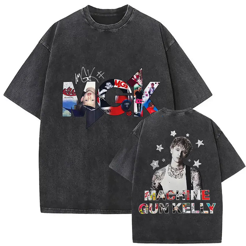 MGK Lost Americana Tour 2025-2026 Vintage Washed T Shirt Men Women Summer Fashion Cotton Short Sleeve T-shirt Fans Gift Clothing