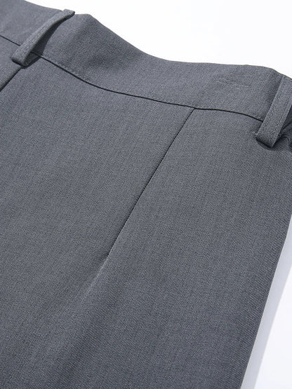 2023 New Autumn Casual Pants Men Korean Fashion Banded Waist Stretch Wide Leg Pleated Suit Slacks Straight Loose Drape Trousers