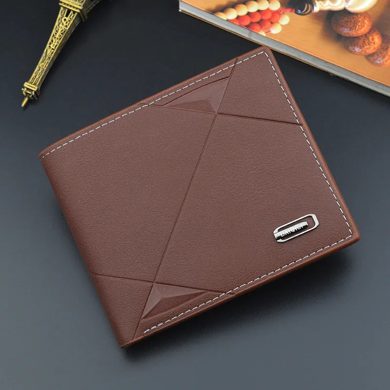 Homme court bifold en faux cuir masculina billetera porte-cartes d'identité porte-monnaie pochette couleur unie hombre business mince