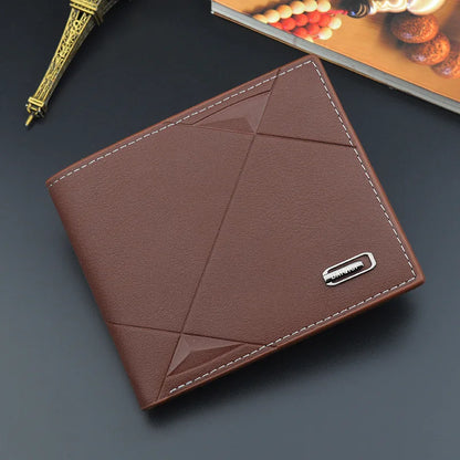 Homme court bifold en faux cuir masculina billetera porte-cartes d'identité porte-monnaie pochette couleur unie hombre business mince