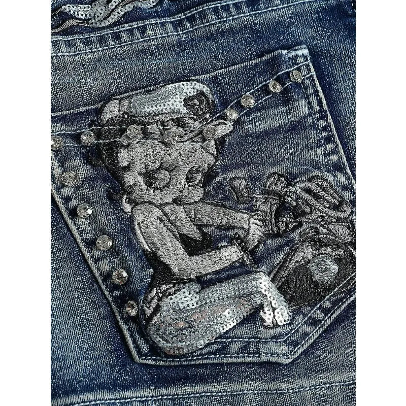 Women's Blue Denim Shorts Y2k Jeans Harajuku American Vintage High Waist Jorts Casual Jeans 2000s Embroidery Sexy Clothes Summer