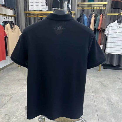 High end 100% cotton short sleeve T-shirt men's lapel top 2024 summer new designer brand embroidery fashion casual polo shirt