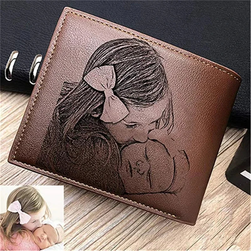 Custom Photo Wallet for Dad - Personalized Father's Day Gift for Men with Zipper & Coin Pocket, Picture Card Holder Wallets