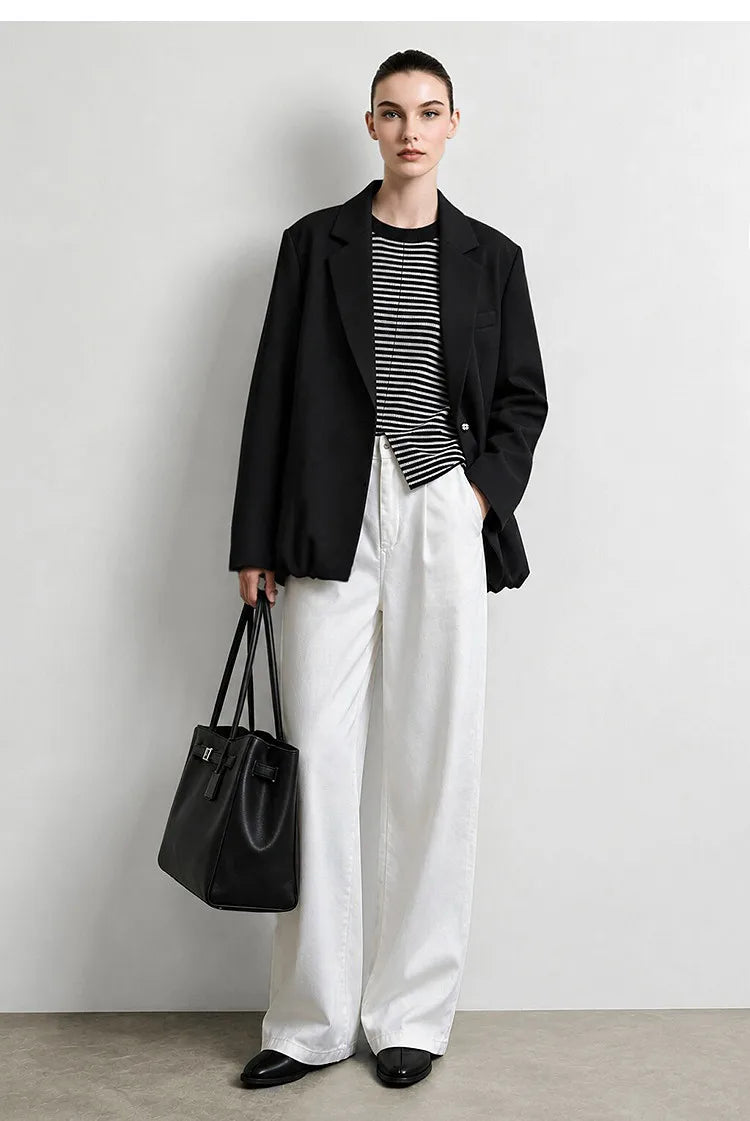 Women Blazer 2026 Autumn New Sharp Commuter Jackets Notched Lapel Metal Buttons Minimalism Women Outerwear Coats 12643012