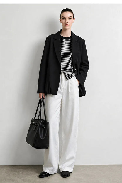 Women Blazer 2026 Autumn New Sharp Commuter Jackets Notched Lapel Metal Buttons Minimalism Women Outerwear Coats 12643012
