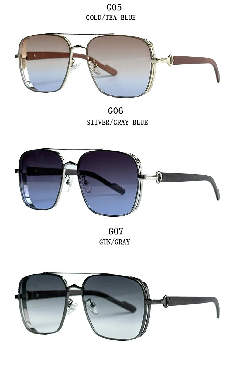 Luxe Sunglasses For Men Wooden Square Sunglasses Women Trendy Vintage Fashion Glasses Retro Trending Gafas De Sol Hombre Lunette