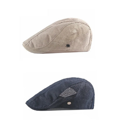Men Women Breathable Mesh Summer Hat Newsboy Beret Ivy Cap Cabbie Flat Cap Adjustable Vintage Style