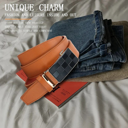 Men's Belt Metal Automatic Buckle Branded Belt Men's High-quality Genuine Leather Luxury Plus Size Men's Branded Belt