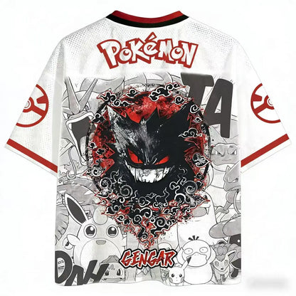 Summer 2026 Pokemon Series Themed Baseball Suit 3D Printed Breathable Quick Drying Short-sleeved T-shirt Adult Parent-child Top