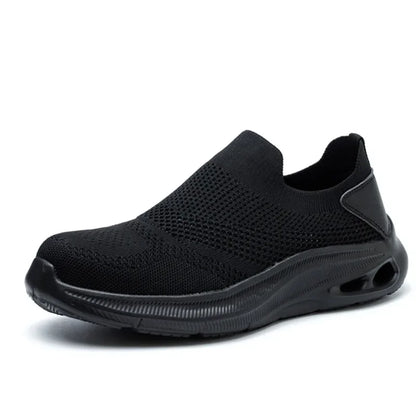 Summer Breathable Mens Work Safety Shoes Lightweight Steel Toe Anti Smashing Anti Slip Indestructible Male Boots Footwear