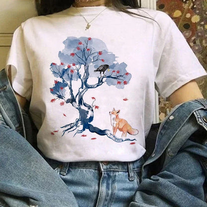 Japanese Anime T Shirts Women T-shirts Harajuku Ullzang T-shirt Cartoon Aesthetic Vintage Shirts for girls 90s Top Tees