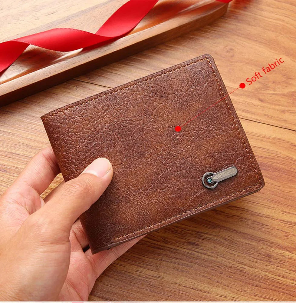 Men Purse Black Coin Wallet Male Business Id Cards Holder Pu Leather Multiple Slot Casual Large Capacity Dollar Coin Money Bags