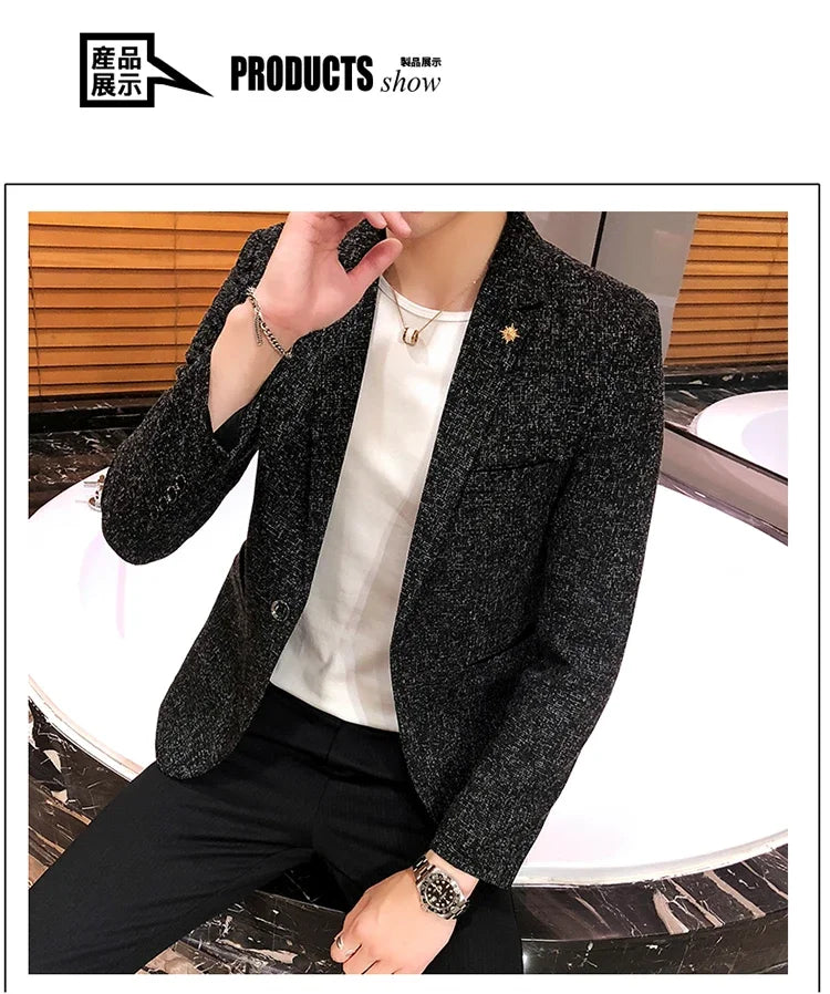 Blazer Boutique Men's Solid Color British Style Fashion Casual Business Job Interview Gentleman Party Best Man Dress Suit Blazer