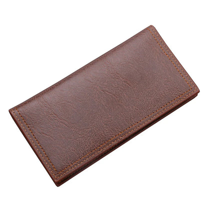 New Men Long Thin Slim Wallets Vintage Pu Leather Male Credit Card Holder Brown Money Purses Solid Simplicity Wallet For Man