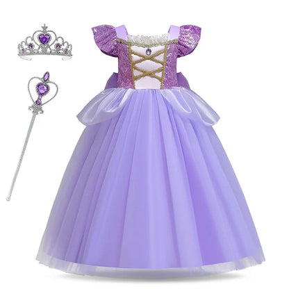 Girl Disney Rapunzel Dress Kids Tangled Disguise Children Carnival Princess Costume Birthday Party Gown Outfit Clothes Vestidos