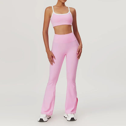 Yoga Set Women Sport Bra Gym Workout Legging High Waist Wide Flare Pant Fitness Sports Shorts Active Wear Suit