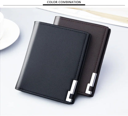 Short Men Wallets Card Holder Photo Holder Slim Male Print Wallet High Quality PU Leather Money Bag New Kpop Small Men's Purse