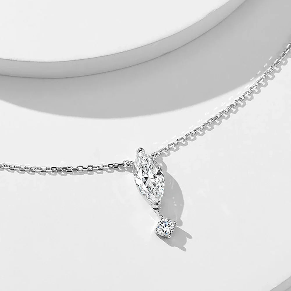 1.1carat Marquise/Round Cut Moissanite Pendant Necklace for Women Lab Diamond Necklaces 925 Sterling Silver Stacking Neck Chain