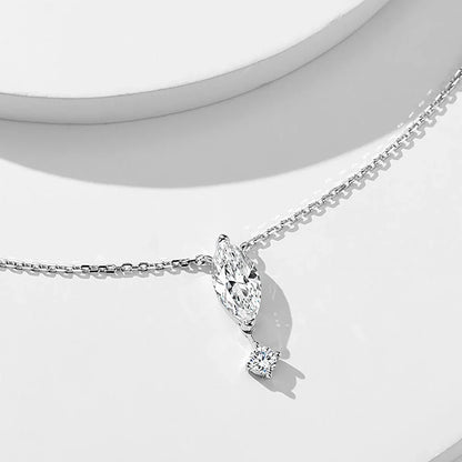 1.1carat Marquise/Round Cut Moissanite Pendant Necklace for Women Lab Diamond Necklaces 925 Sterling Silver Stacking Neck Chain