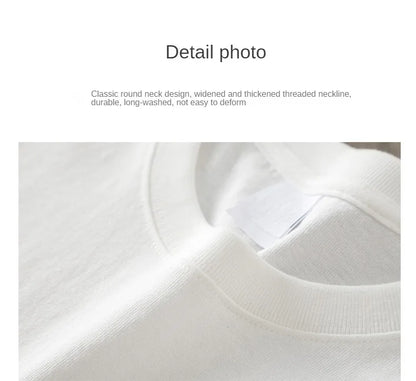 320gsm Heavy Short-Sleeved T-Shirt Men's Summer Vintage Half-Sleeve Pure Cotton Tees White Tops for Unisex