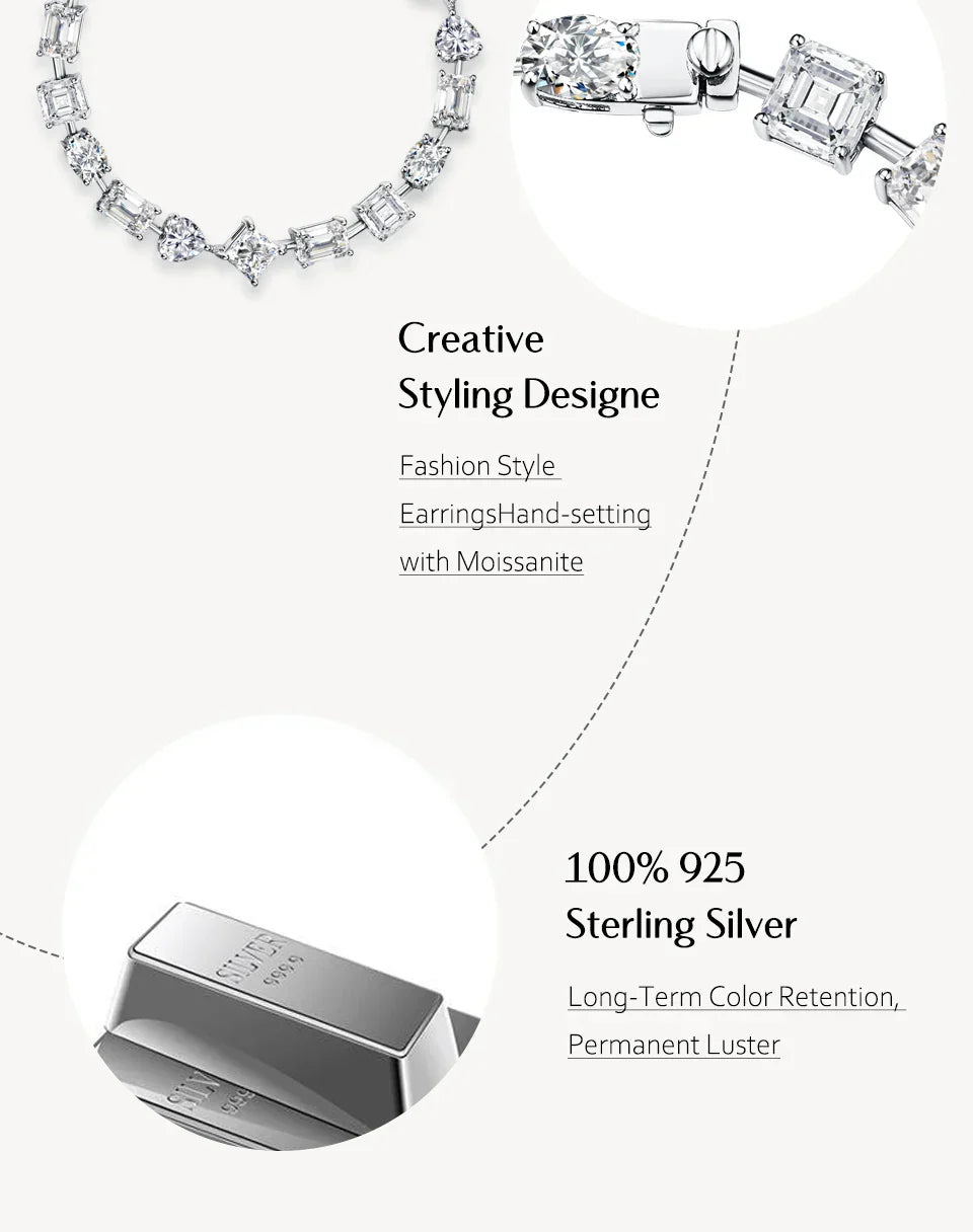 D Color All Moissanite Bracelet for Women Men 100% 925 Sterling Silver Diamong Wedding Bridal Luxury Hand Jewelry Gift