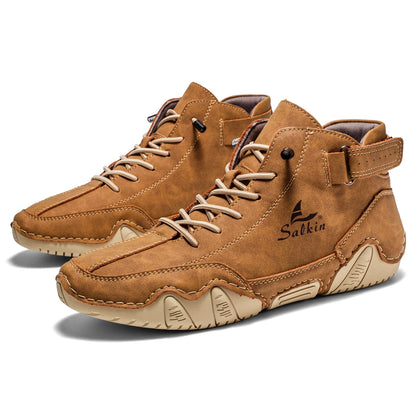 New 2025 Handmade Men Boots Design Sneakers Man Outdoor Non-Slip Casual Leather Men Shoes Ankle Boots Breathable Hot Sale