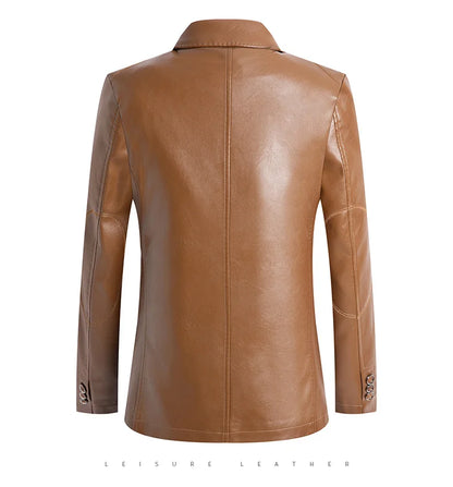 2025 Autumn Jacket Men Solid Color Leather Coat Jacket Casual Motorcycle Biker Coat Leather Jackets Male Big Size 6XL 7XL