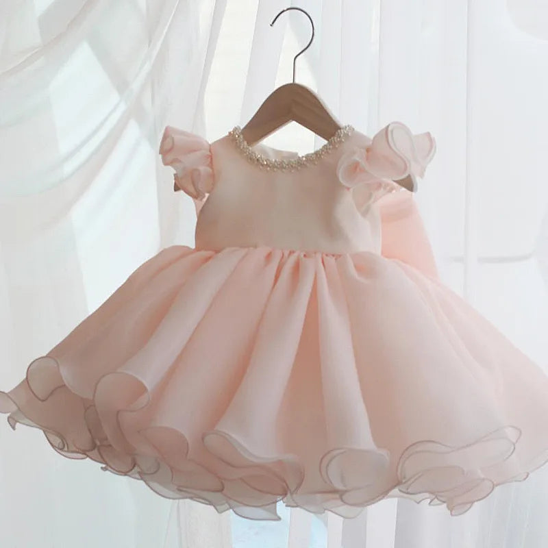 Classic Beading Princess Dresses For Kid Girls Birthday Party Infant Luxury Ball Gown Children Baptism Childen Formal Dresses