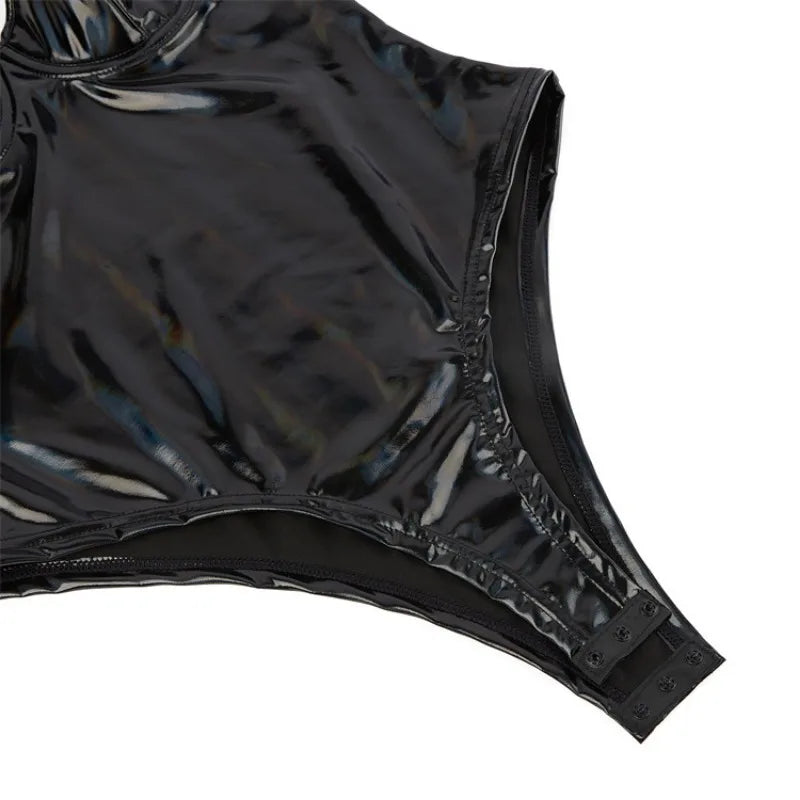 PU Leather Bodysuit Womens Shapewear No Pad Bra One-Piece Full Body Shaper Tummy Control Corset Slim Waist Trainer Underwear