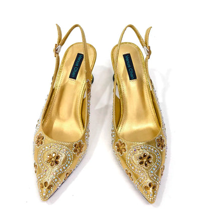 2024 Elegant Rhinestone Pointed-Toe Pumps With Matching Bag Set Large Capacity Bag for Women's Party High Heels