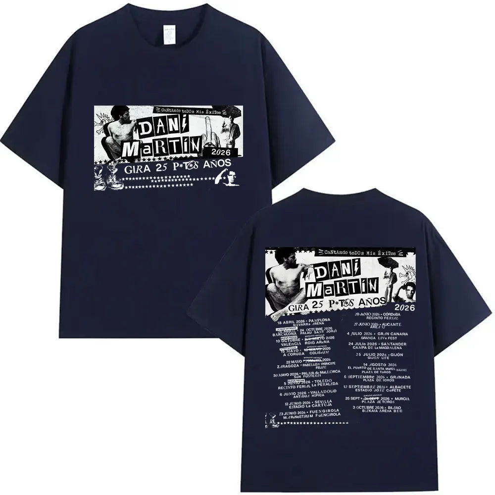 Rapper Dani Martin Tour 2025-2026 Merch T Shirts Men's Pop Music Clothing Short Sleeve T-shirt Man Hip Hop Gothic Vintage Tshirt