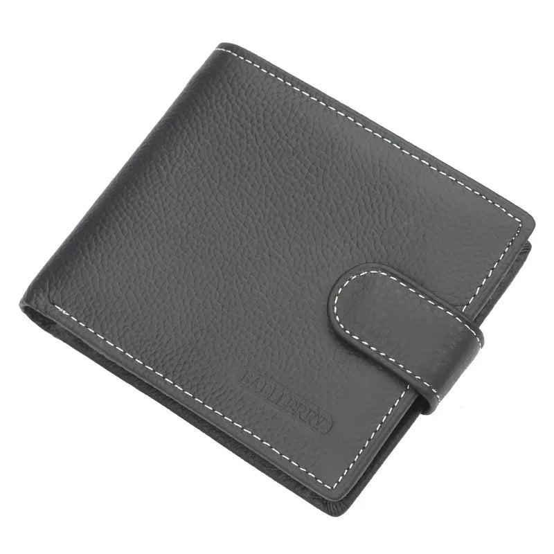 Men's Genuine Cow Leather Wallet Short Zipper Coin Pocket Business Male Purses Card Holder for Men