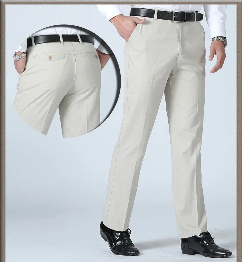 100% Cotton Summer Thin Suit Pants Mens Casual Autumn Thick Classic Business Fashion Stretch Trousers Male Brand Clothes KOACUS