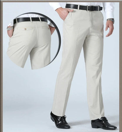 100% Cotton Summer Thin Suit Pants Mens Casual Autumn Thick Classic Business Fashion Stretch Trousers Male Brand Clothes KOACUS