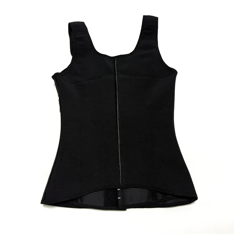 Shapewear Women Fajas Waist Trainer Tummy Control Vest Body Shaper 17 Steel Bones 3-Row Hooks Zipper Adjustable Strap