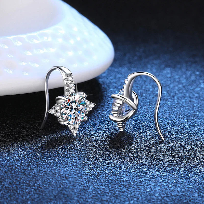 NeeTim 1ct 6.5mm Moissanite Earrings for Women S925 Sterling Silver with Gold Plated Diamond Earring Wedding Party Fine Jewelry