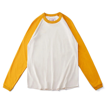Amekaji Vintage Long Sleeve T Shirt Men Women Spring Autumn New Round Neck Raglan Sleeve T-shirt Retro Casual Bottoming Top Tees