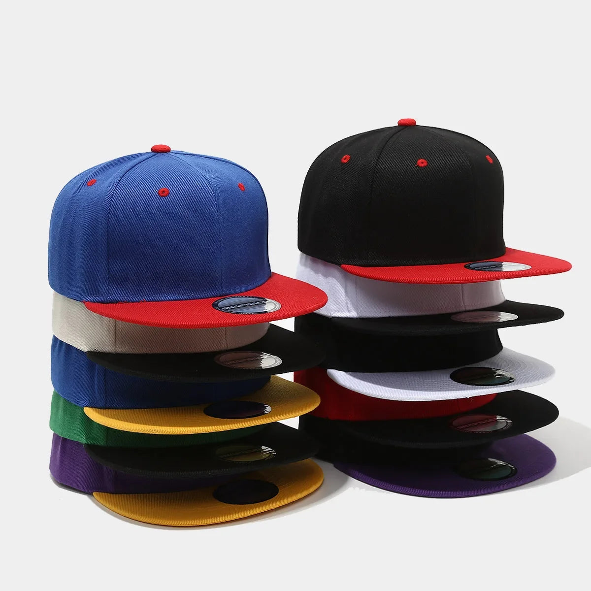 Blank Two Tone Snapback Cap Men Women Flat Brim Baseball Hat Color Block Hip Hop Streetwear Adjustable Plain Bboy Caps