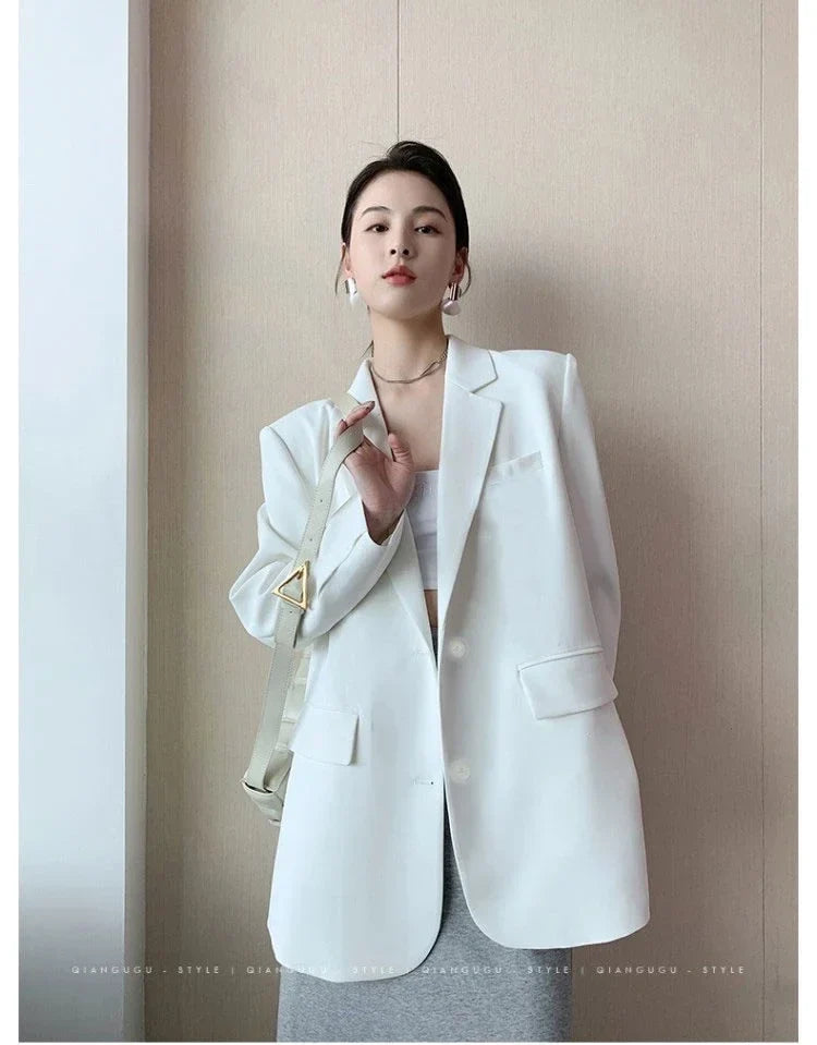White Suit Jacket Female  2026 New Korean Version Loose Online Celebrity Casual Professional Fashion Small Suit Jacket